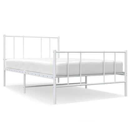 Giroletto con Testiera e Pediera Metallo Bianco 100x190 cm | homemem39