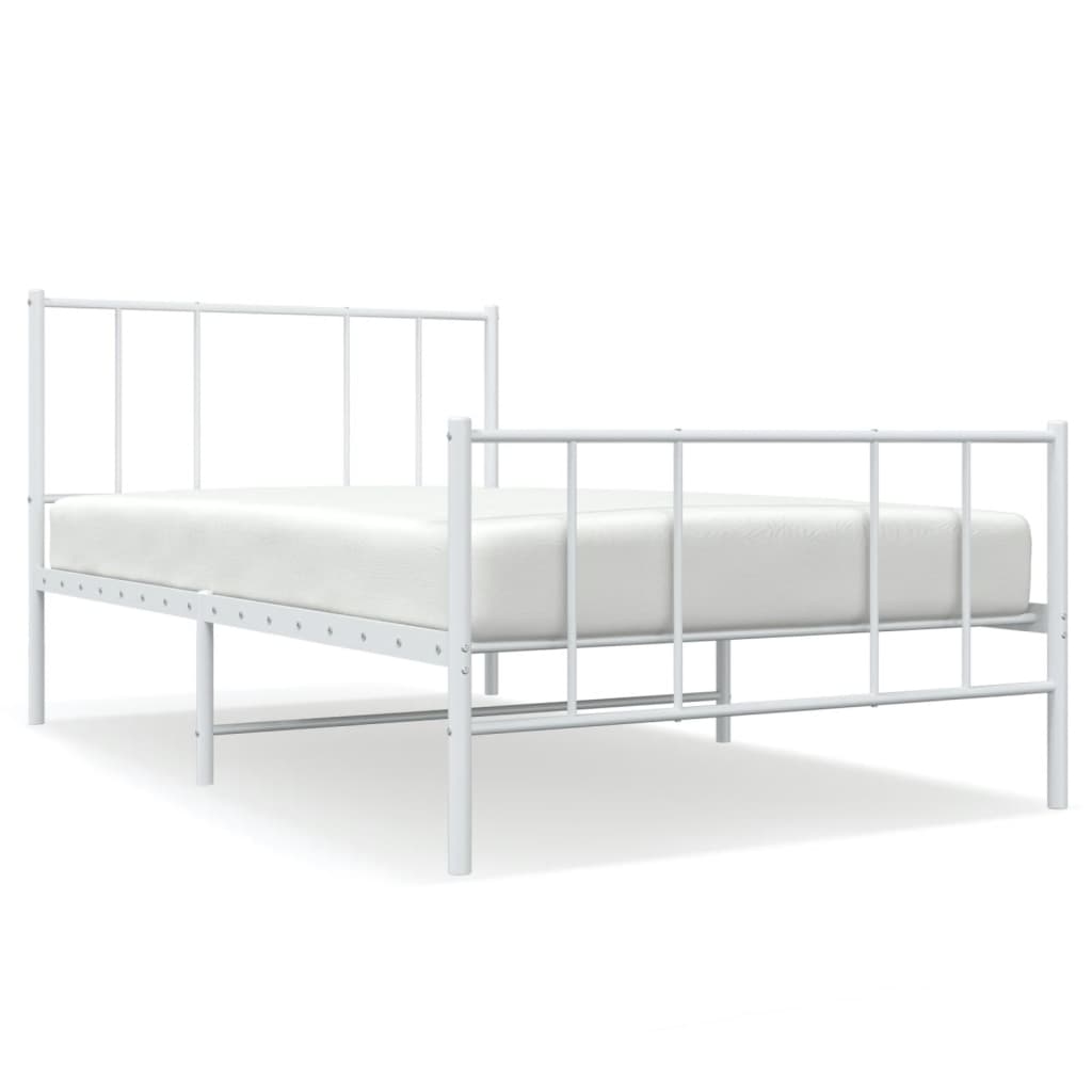 Giroletto con Testiera e Pediera Metallo Bianco 107x203 cm | homemem39
