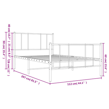 Giroletto con Testiera e Pediera Metallo Bianco 107x203 cm | homemem39
