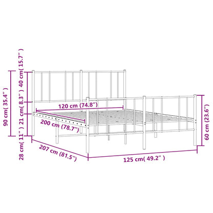 Giroletto con Testiera e Pediera Metallo Bianco 120x200 cm