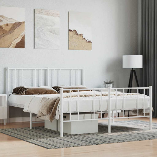 Giroletto con Testiera e Pediera Metallo Bianco 120x200 cm | homemem39