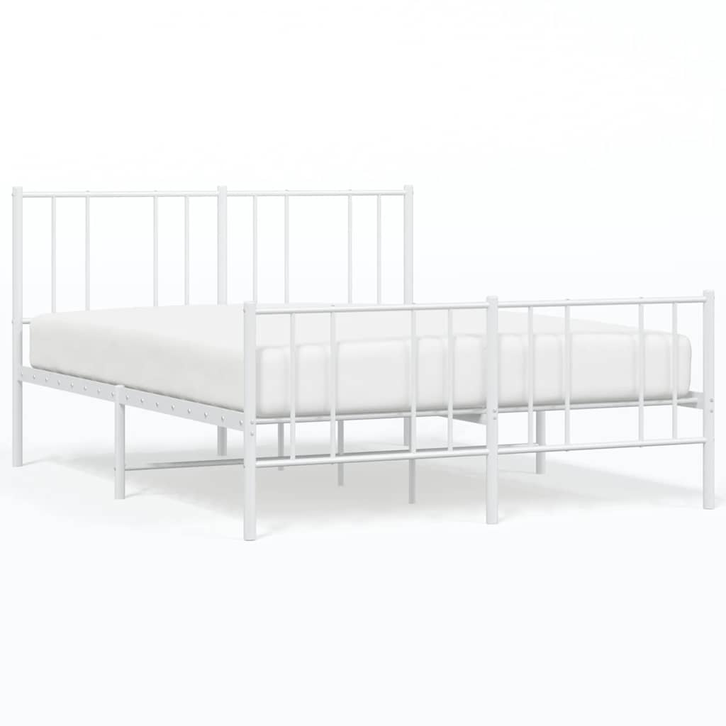 Giroletto con Testiera e Pediera Metallo Bianco 135x190 cm | homemem39