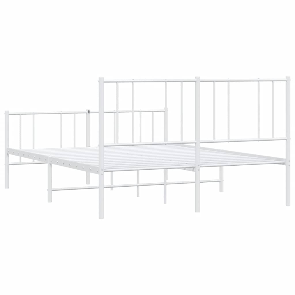 Giroletto con Testiera e Pediera Metallo Bianco 135x190 cm | homemem39