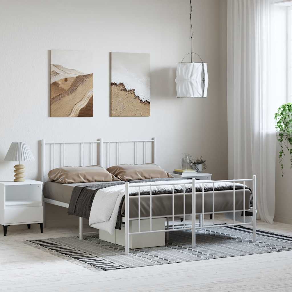 Giroletto con Testiera e Pediera Metallo Bianco 135x190 cm | homemem39