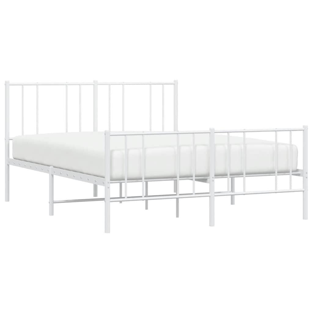 Giroletto con Testiera e Pediera Metallo Bianco 140x190 cm