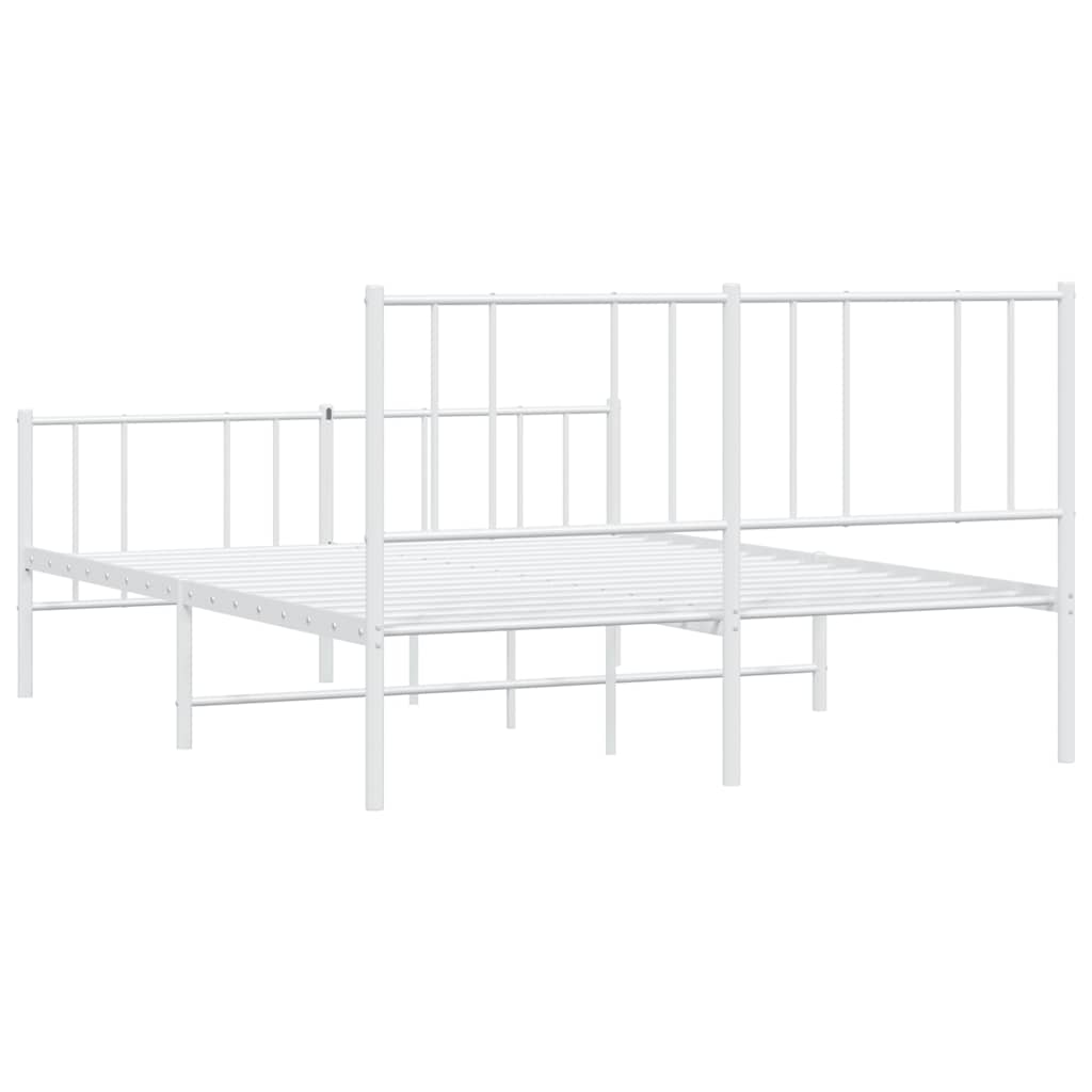 Giroletto con Testiera e Pediera Metallo Bianco 140x200 cm | homemem39