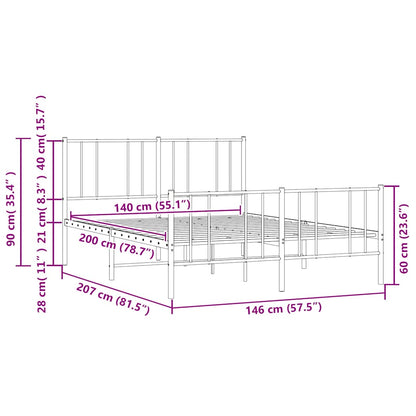Giroletto con Testiera e Pediera Metallo Bianco 140x200 cm | homemem39