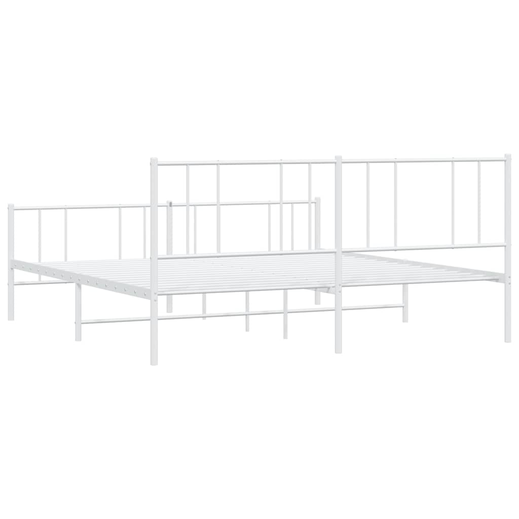 Giroletto con Testiera e Pediera Metallo Bianco 180x200 cm | homemem39