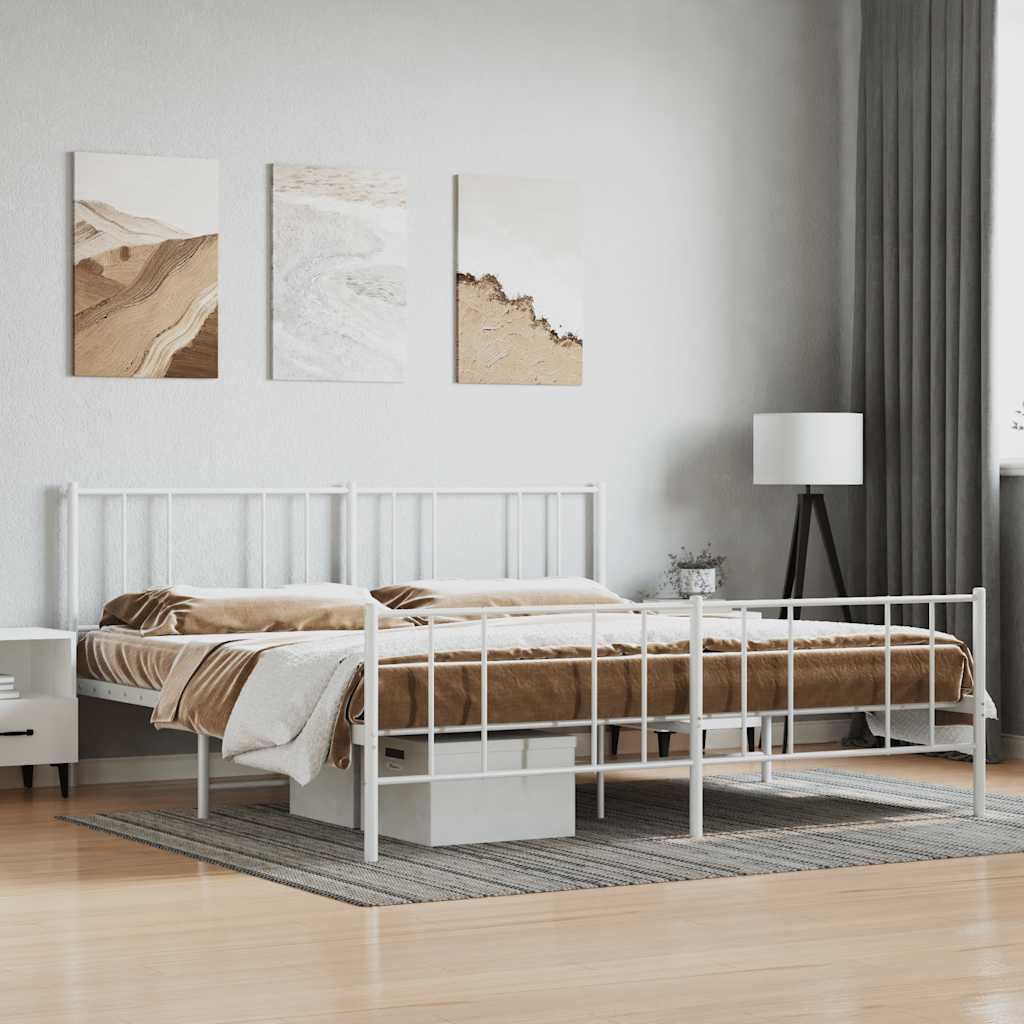 Giroletto con Testiera e Pediera Metallo Bianco 180x200 cm | homemem39
