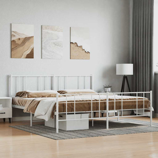 Giroletto con Testiera e Pediera Metallo Bianco 180x200 cm | homemem39