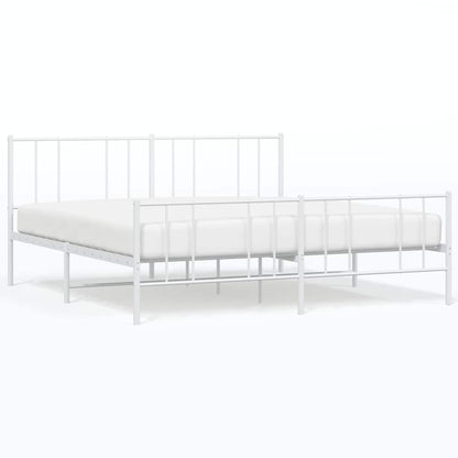 Giroletto con Testiera e Pediera Metallo Bianco 183x213 cm | homemem39