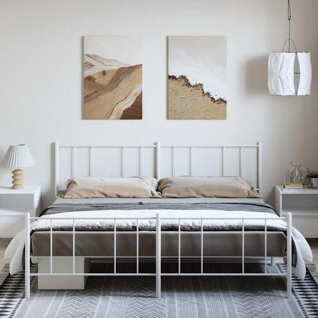 Giroletto con Testiera e Pediera Metallo Bianco 183x213 cm | homemem39