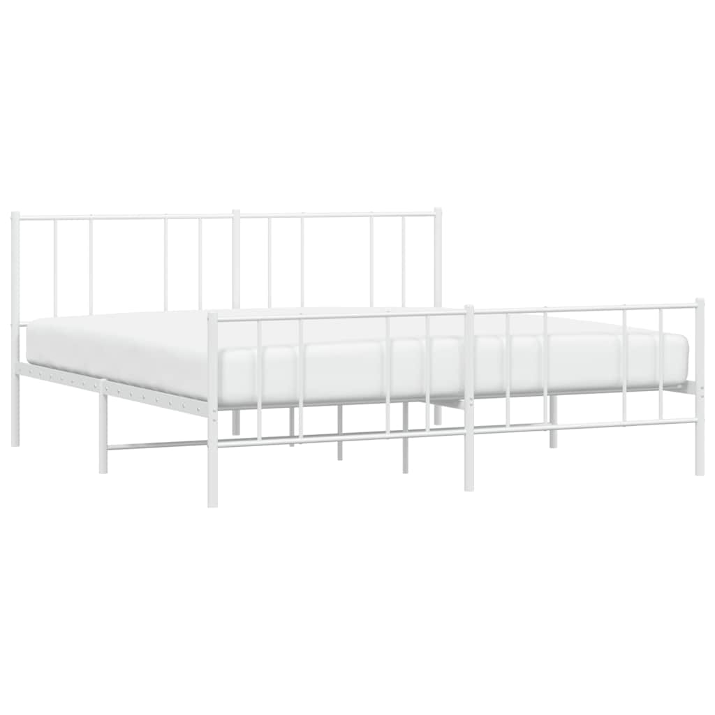 Giroletto con Testiera e Pediera Metallo Bianco 183x213 cm | homemem39