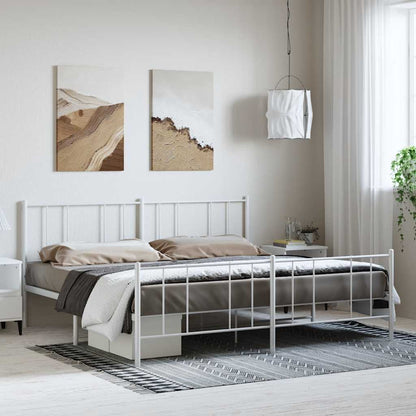 Giroletto con Testiera e Pediera Metallo Bianco 183x213 cm | homemem39