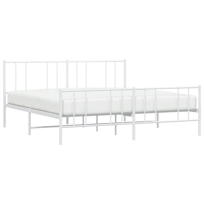 Giroletto con Testiera e Pediera Metallo Bianco 193x203 cm | homemem39
