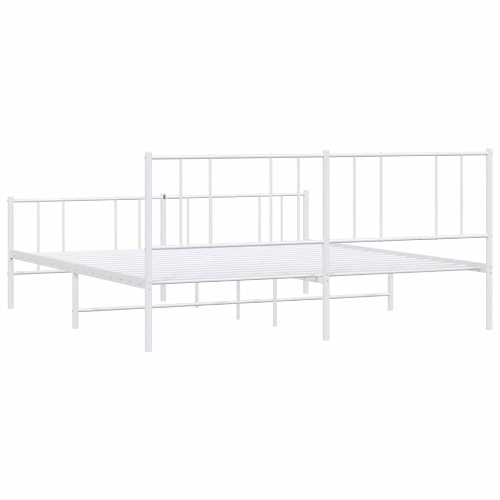 Giroletto con Testiera e Pediera Metallo Bianco 193x203 cm | homemem39
