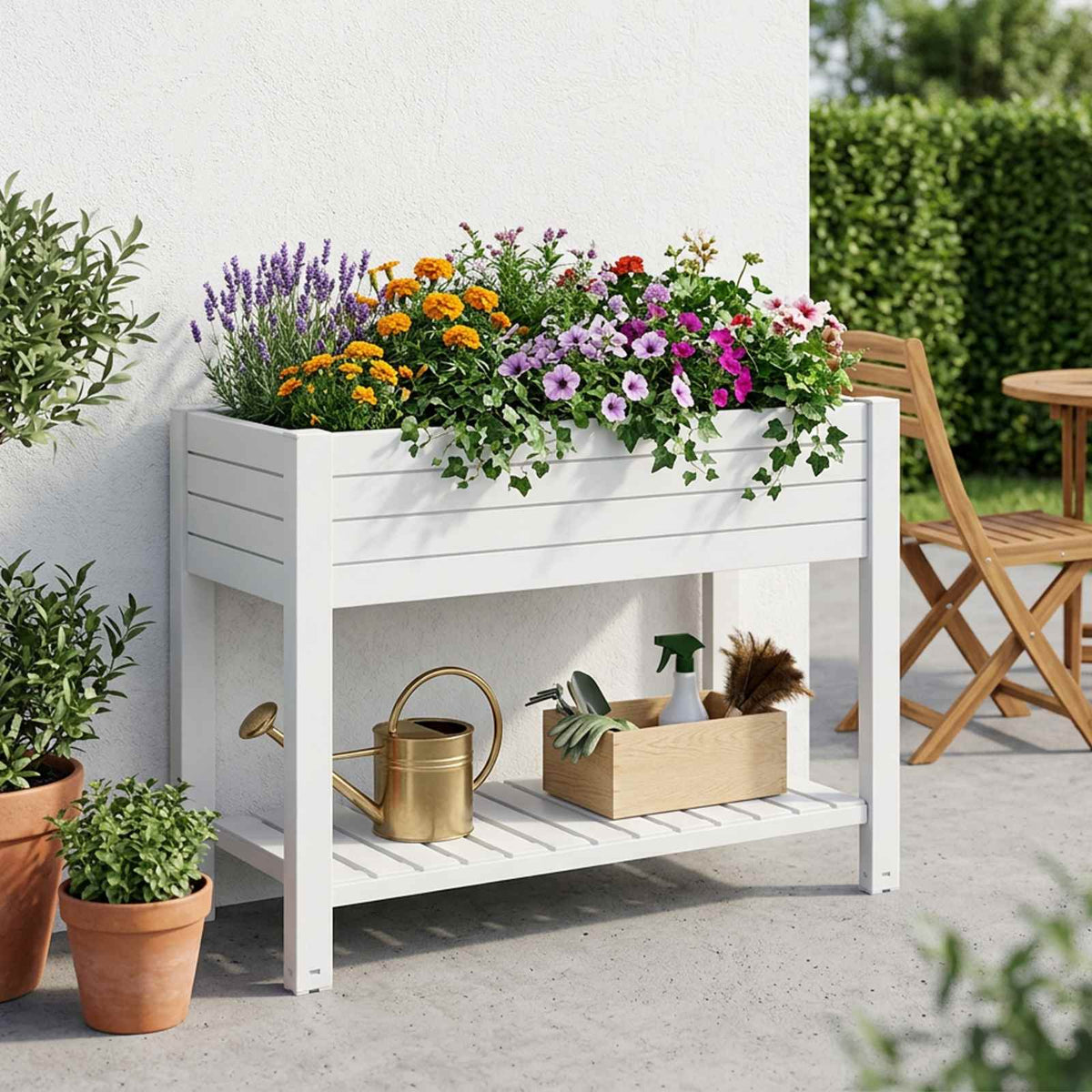 Fioriera Rialzata da Giardino Bianca 110x45x79 cm Polipropilene
