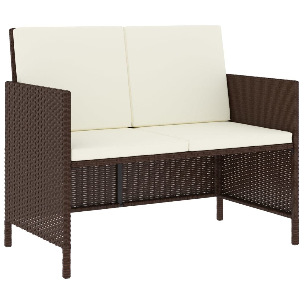 Set da Pranzo da Giardino 6pz con Cuscini in Polyrattan Marrone - homemem39