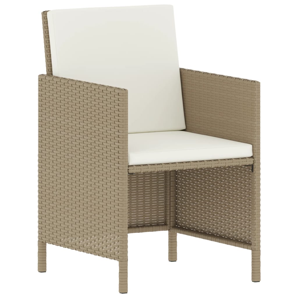 Set da Pranzo da Giardino 6 pz con Cuscini Beige in Polyrattan - homemem39