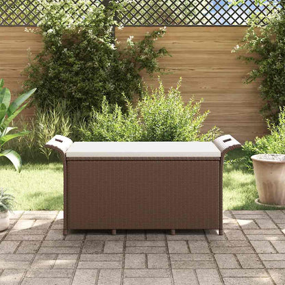 Panca da Giardino con Cuscino Marrone 116x46x57cm in Polyrattan - homemem39