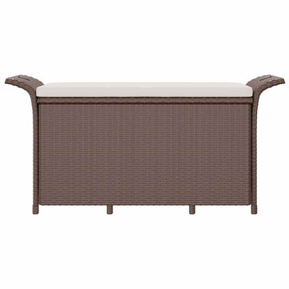 Panca da Giardino con Cuscino Marrone 116x46x57cm in Polyrattan - homemem39