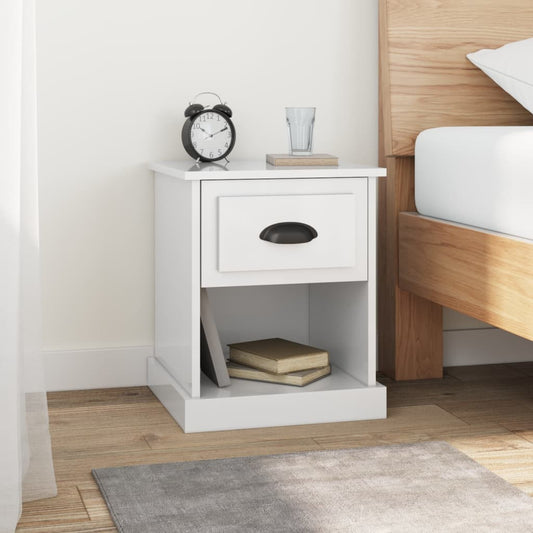 Comodino Bianco Lucido 39x39x47,5 cm in Legno Multistrato - homemem39