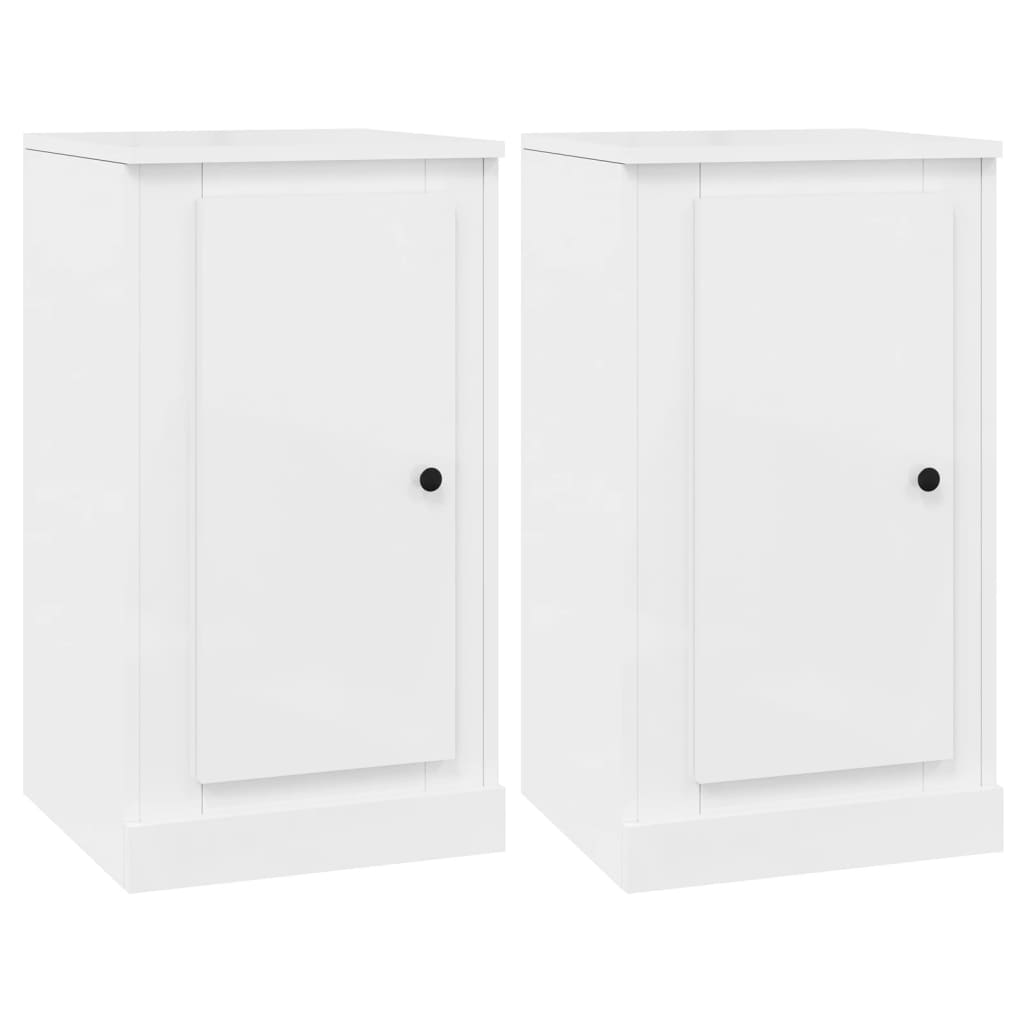 Credenze 2 pz Bianco Lucido 37,5x35,5x67,5 cm Legno Multistrato