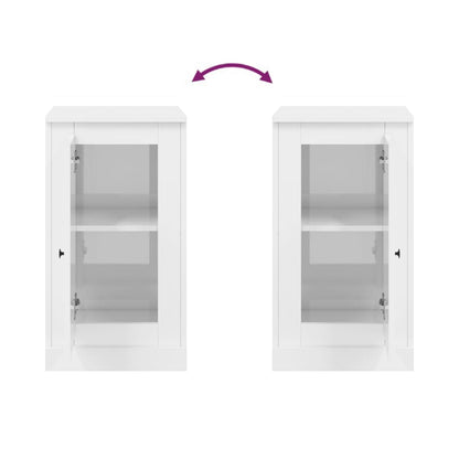 Credenze 2 pz Bianco Lucido 37,5x35,5x67,5 cm Legno Multistrato