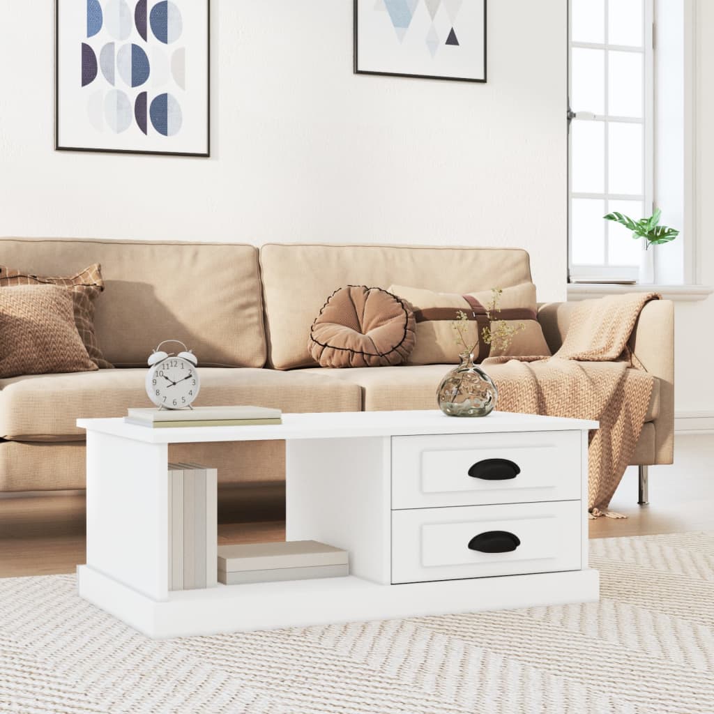Tavolino da Salotto Bianco 90x50x35 cm in Legno Multistrato | homemem39