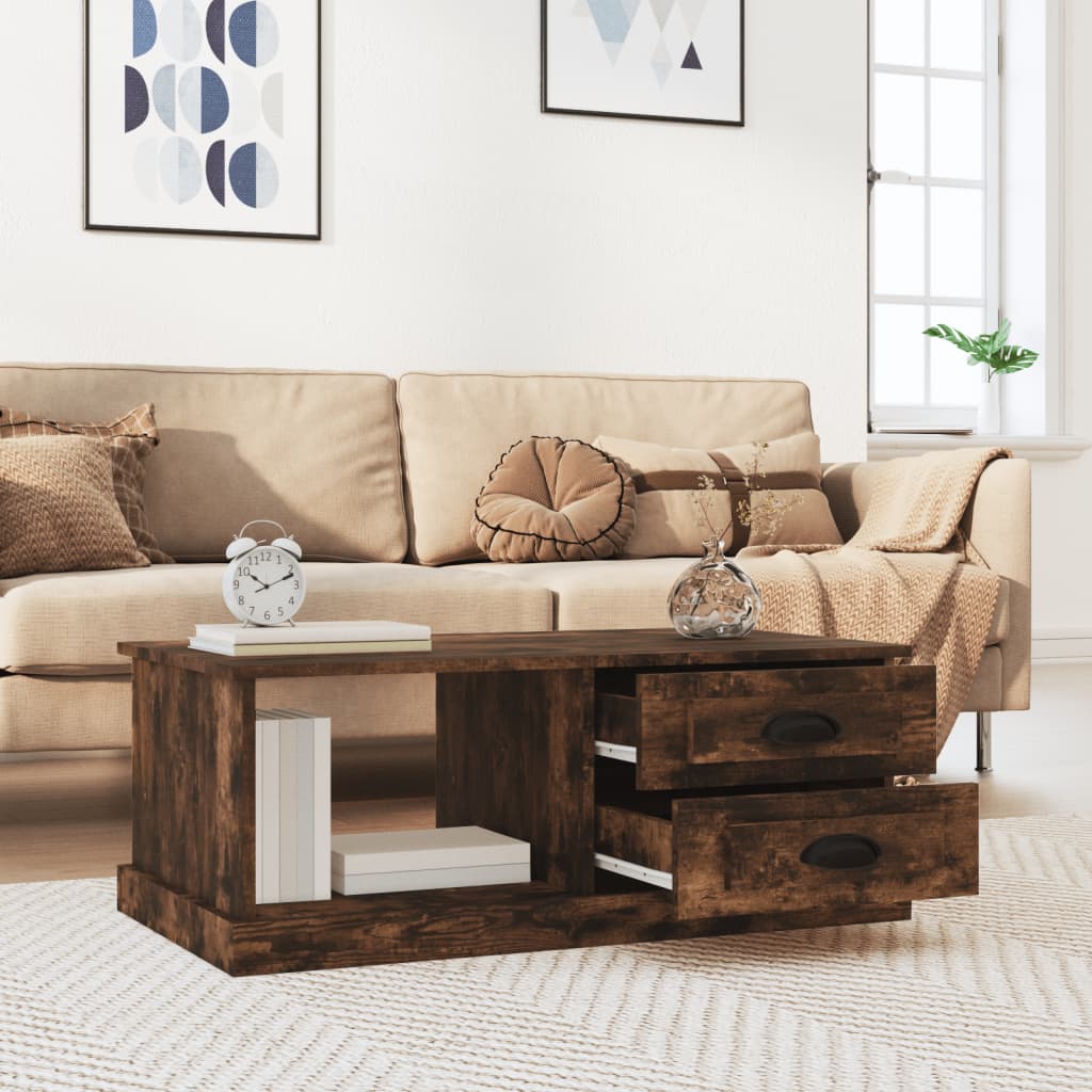 Tavolino da Salotto Rovere Fumo 90x50x35 cm Legno Multistrato | homemem39