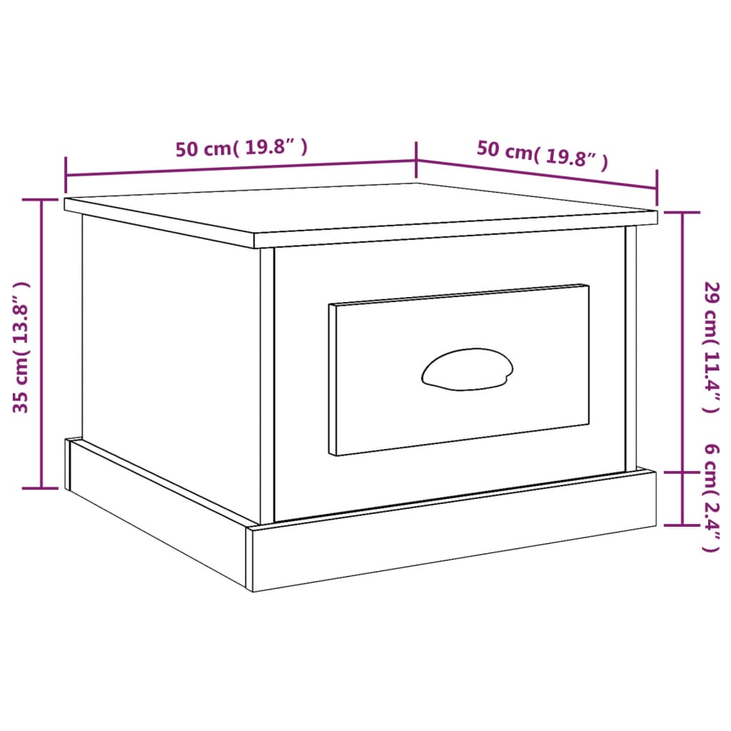 Tavolino da Salotto Rovere Fumo 50x50x35 cm Legno Multistrato | homemem39