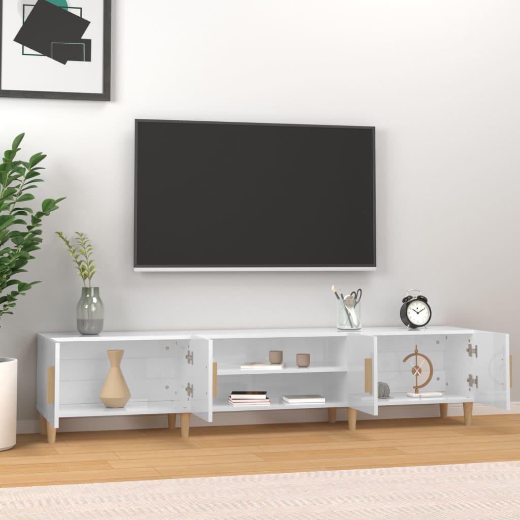 Mobile Porta TV Bianco Lucido 180x31,5x40 cm Legno Multistrato - homemem39
