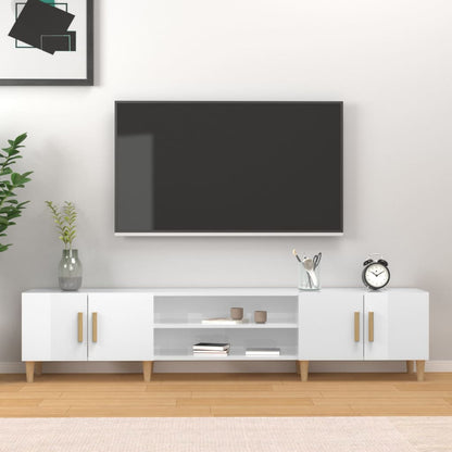 Mobile Porta TV Bianco Lucido 180x31,5x40 cm Legno Multistrato - homemem39