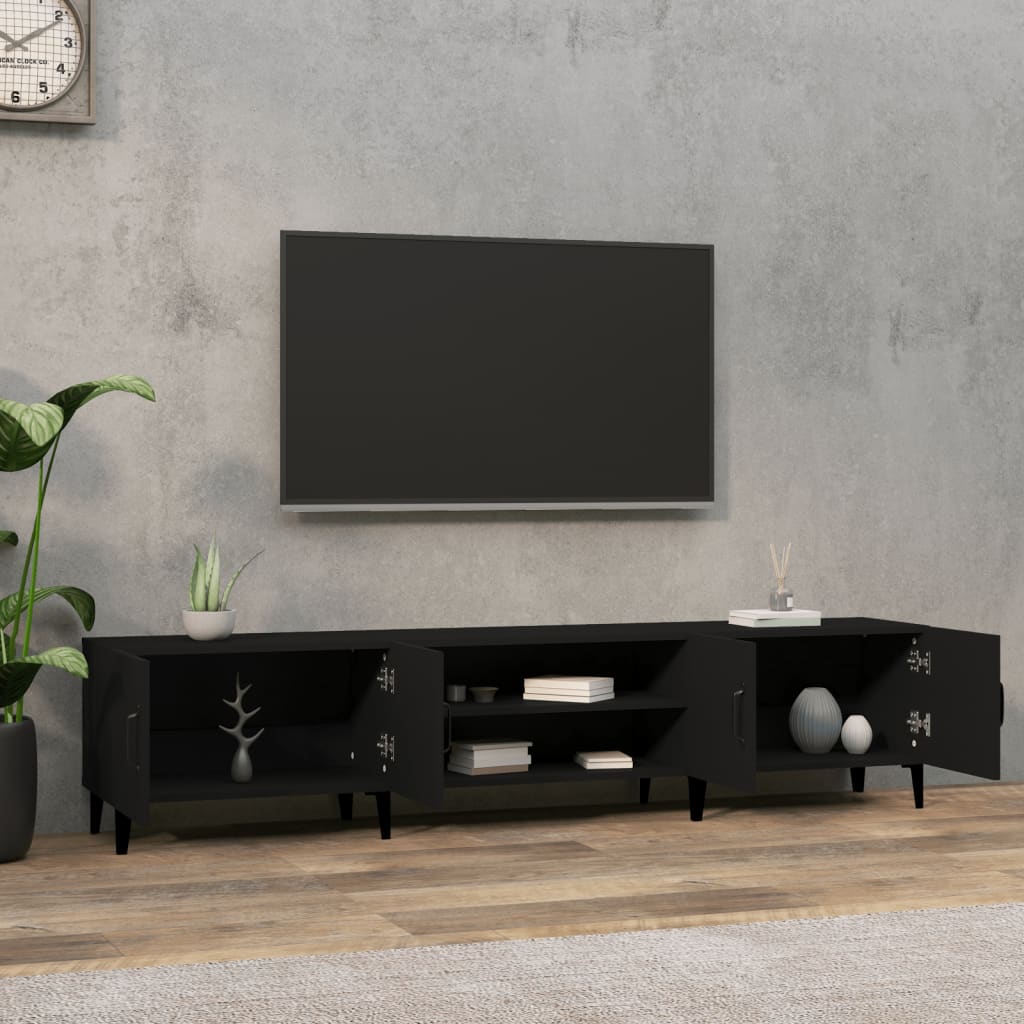 Mobile Porta TV Nero 180x31,5x40 cm in Legno Multistrato - homemem39