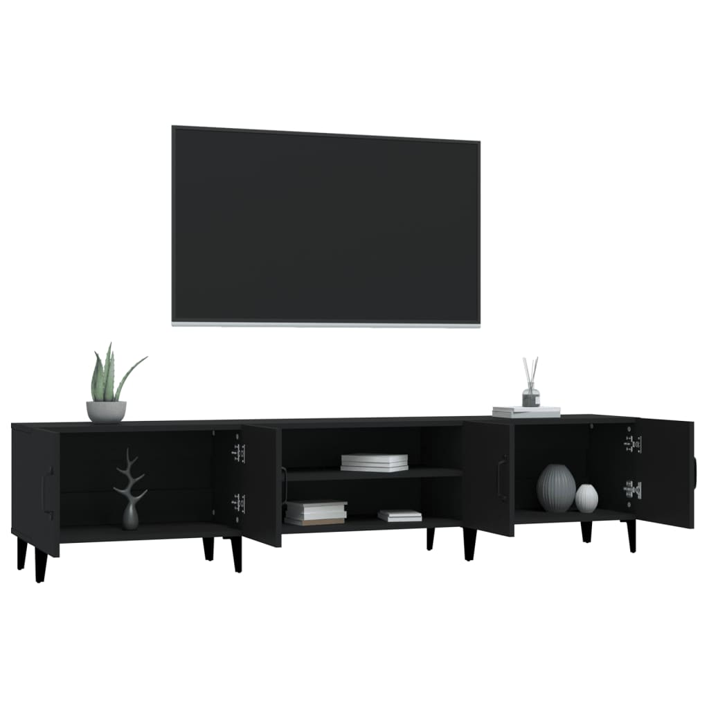 Mobile Porta TV Nero 180x31,5x40 cm in Legno Multistrato - homemem39