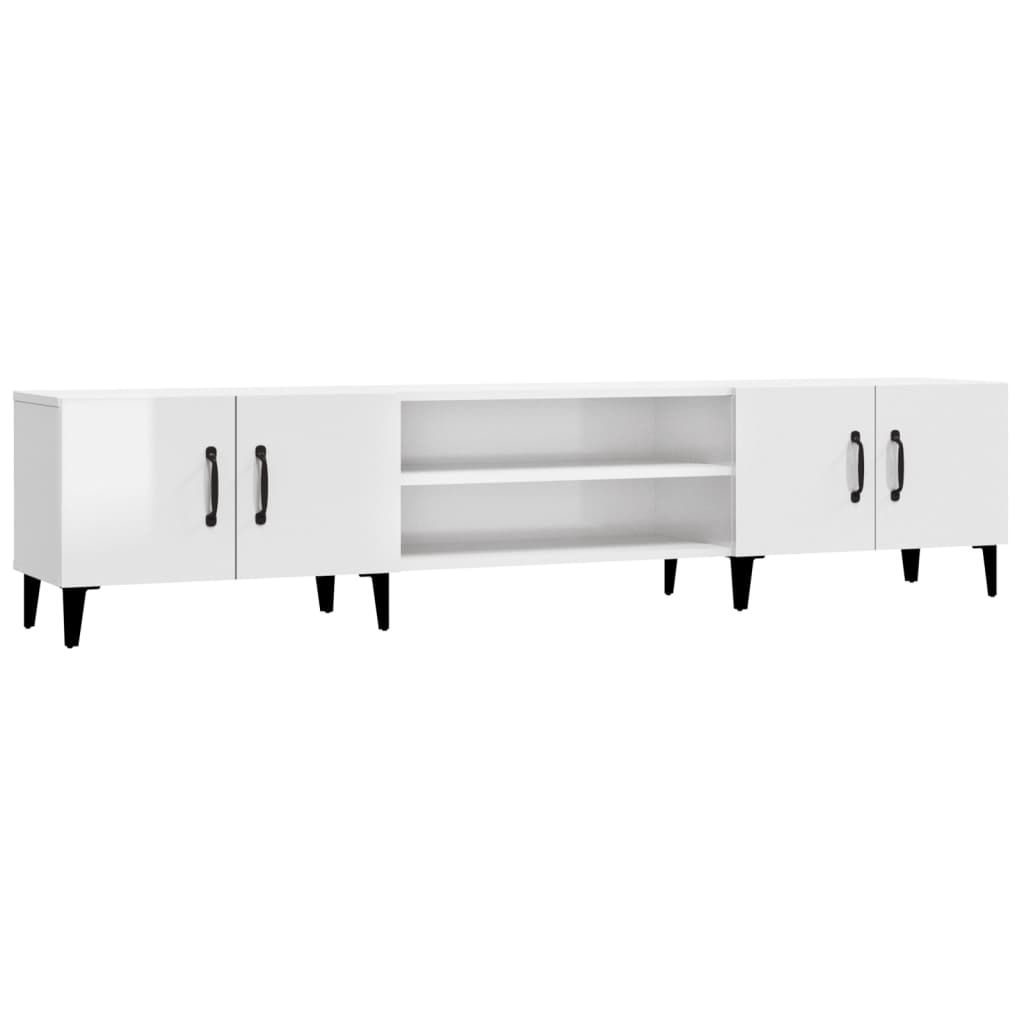 Mobile Porta TV Bianco Lucido 180x31,5x40 cm Legno Multistrato - homemem39