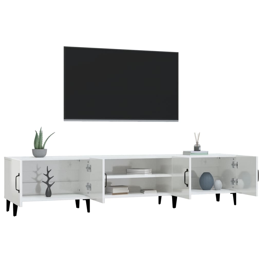 Mobile Porta TV Bianco Lucido 180x31,5x40 cm Legno Multistrato - homemem39