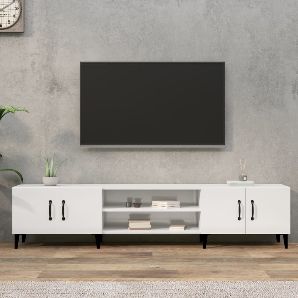 Mobile Porta TV Bianco Lucido 180x31,5x40 cm Legno Multistrato - homemem39