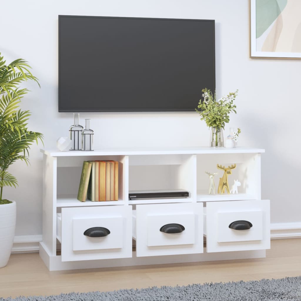 Mobile Porta TV Bianco 100x35x50 cm in Legno Multistrato - homemem39