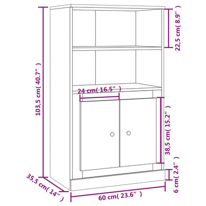 Credenza Rovere Fumo 60x35,5x103,5 cm in Legno Multistrato