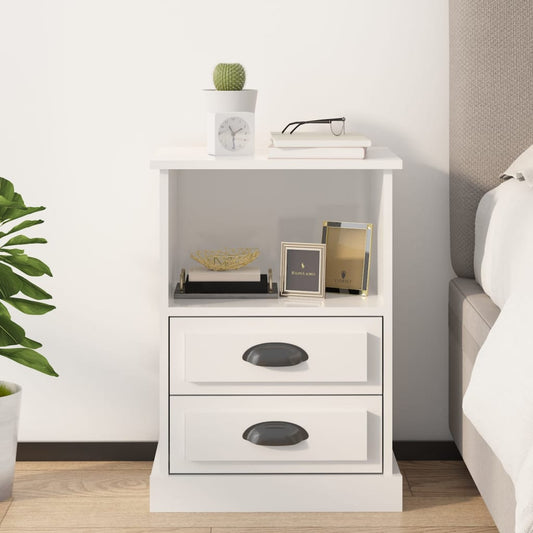 Comodino Bianco Lucido 43x36x60 cm - homemem39