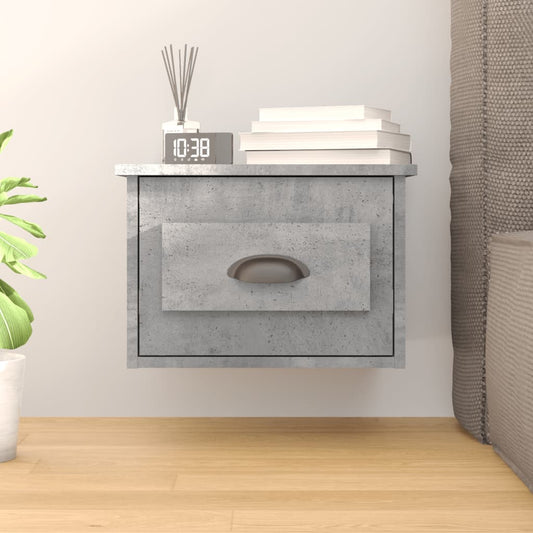 Comodino a Parete Grigio Cemento 41,5x36x28 cm - homemem39