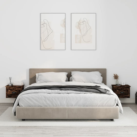 Comodini a Parete 2 pz Rovere Fumo 41,5x36x28 cm - homemem39