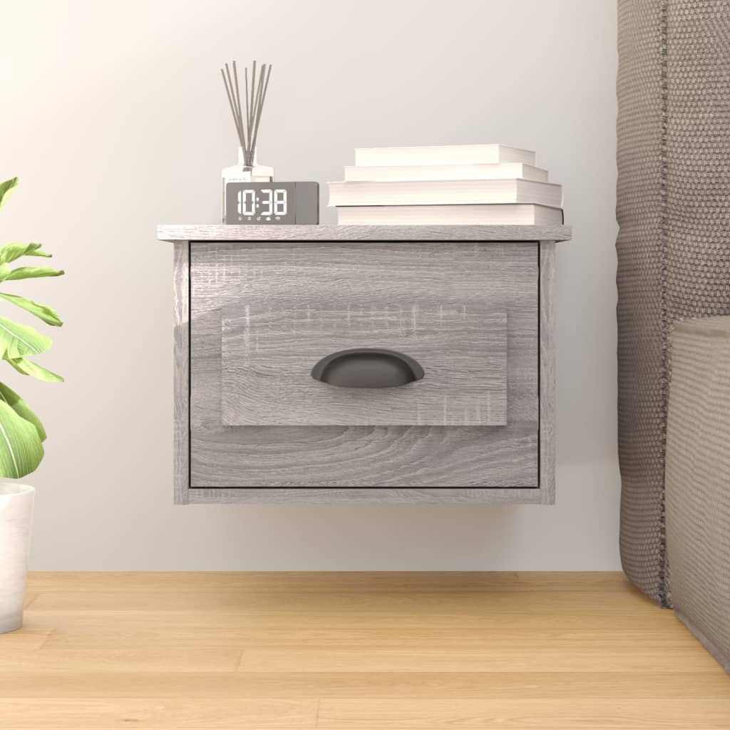 Comodino a Parete Grigio Sonoma 41,5x36x28 cm - homemem39