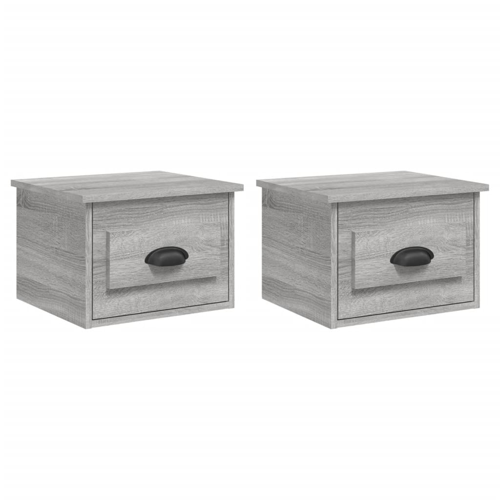Comodini a Parete 2 pz Grigio Sonoma 41,5x36x28 cm - homemem39