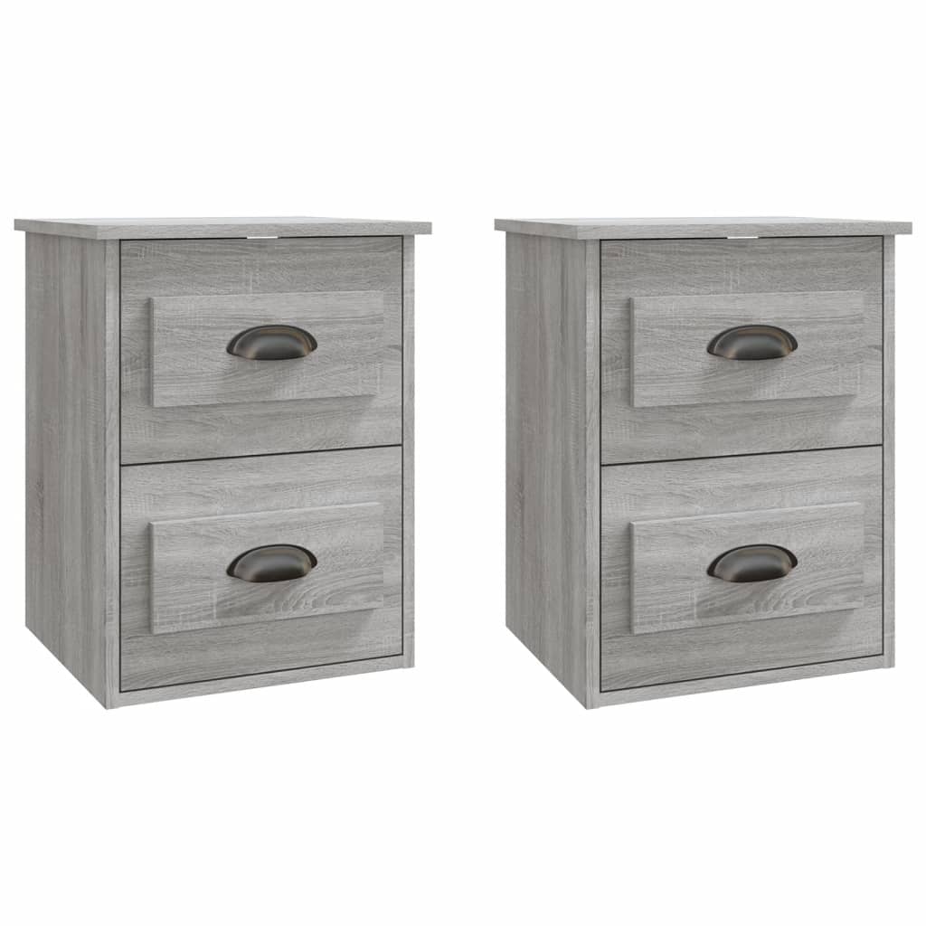 Comodini a Parete 2 pz Grigio Sonoma 41,5x36x53 cm - homemem39
