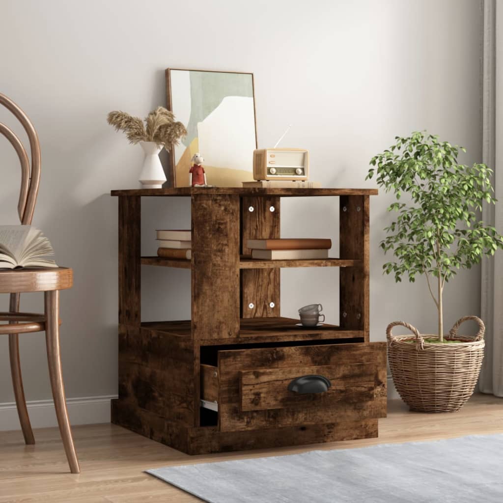 Tavolino Rovere Fumo 50x50x60 cm in Legno Multistrato - homemem39