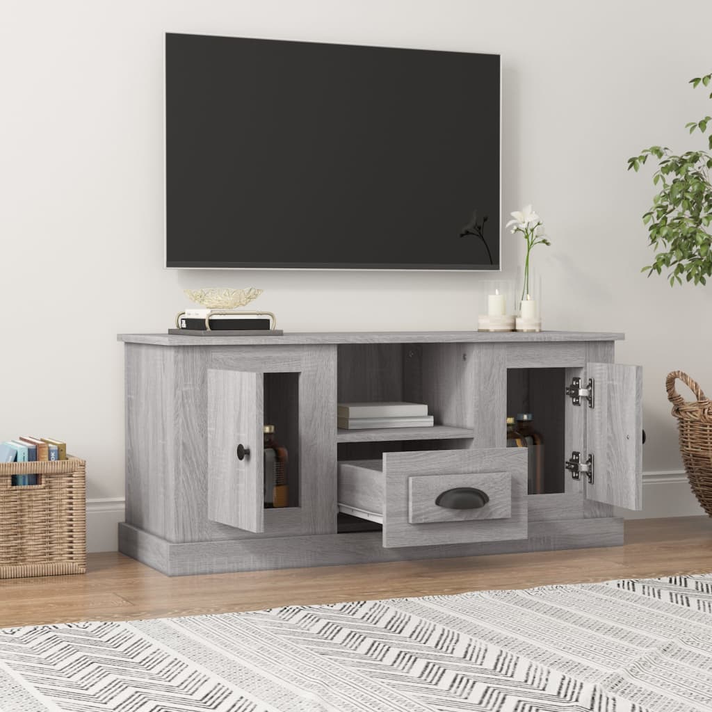 Mobile TV Grigio Sonoma 100x35,5x45 cm in Legno Multistrato - homemem39