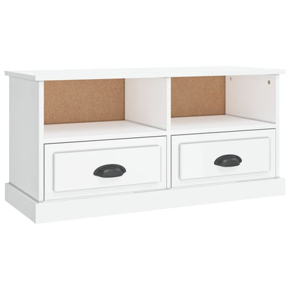 Mobile Porta TV Bianco Lucido 93x35,5x45 cm Legno Multistrato - homemem39