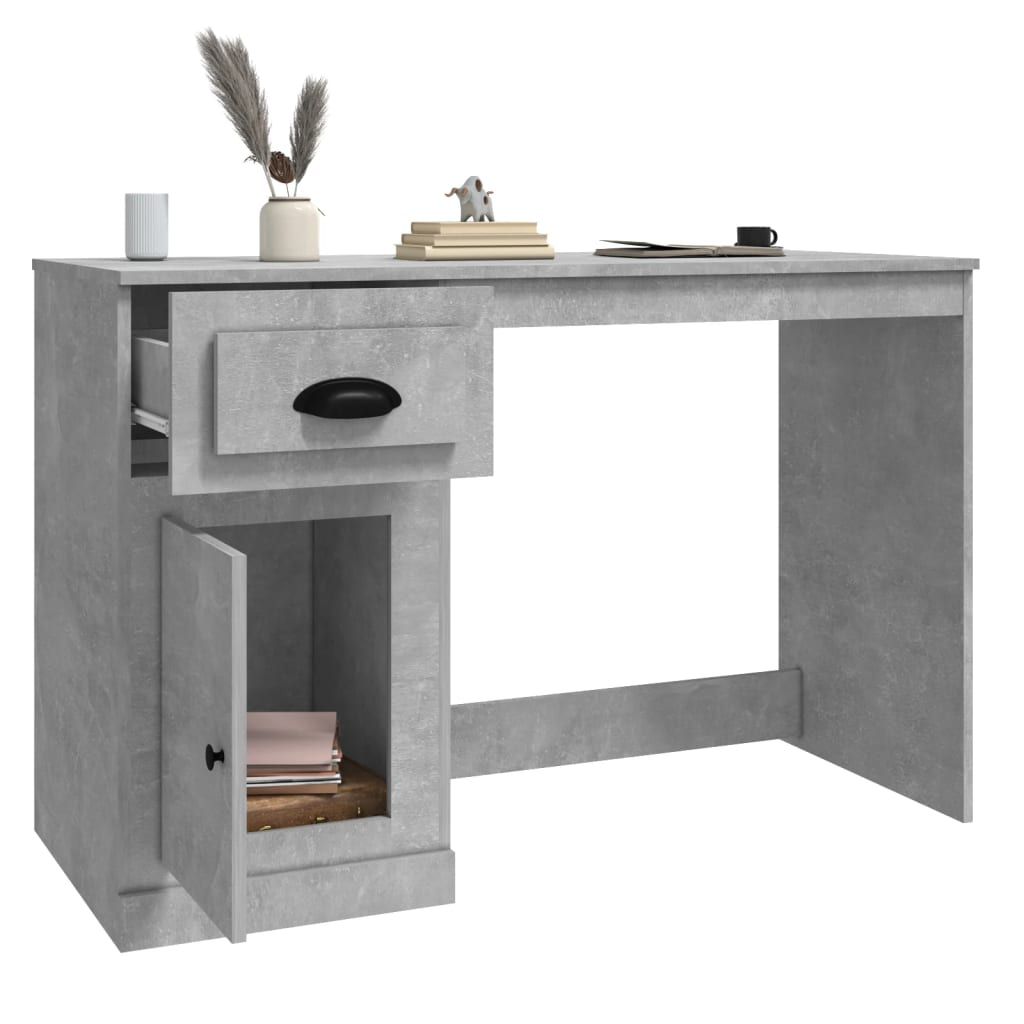 Scrivania Cassetto Grigio Cemento 115x50x75cm Legno Multistrato - homemem39
